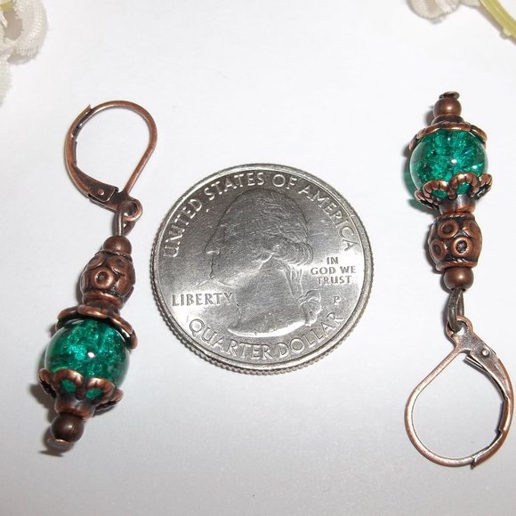 Teal Green Boho Earring Set Handmade Jewelry 5216 - Picture 3 of 8